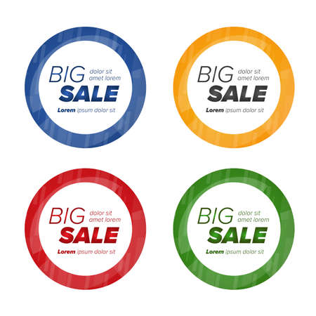 Big sale circle stickers. Sale and discounts. Vector illustrationのイラスト素材