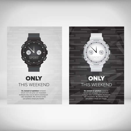 Flyers design with black and white watchesのイラスト素材