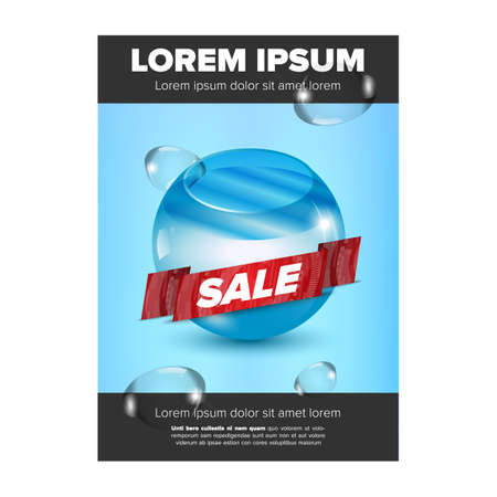 Aquarium leaflet design with blue background and sample textsのイラスト素材