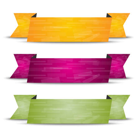 Horizontal ribbon set with shadows and different colorsのイラスト素材