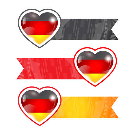 Hearts with flags and ribbons set with Germany flagのイラスト素材