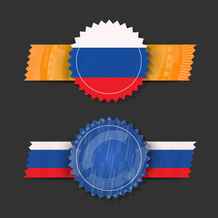 Horizontal ribbon set with Russian flag as a backgroundのイラスト素材