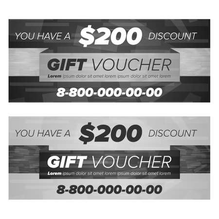 Black and white Gift voucher template with decorative elementsのイラスト素材