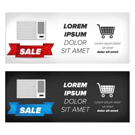 Horizontal banners with airconditioner placed on an abstract backgroundのイラスト素材