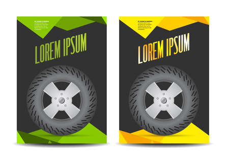 Auto repair service banner with black tire and sample textのイラスト素材