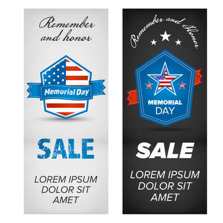 Memorial day sale banner with usa flag inside shieldのイラスト素材