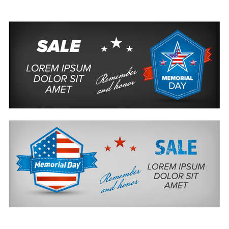 Memorial day sale banner with usa flag inside shieldのイラスト素材