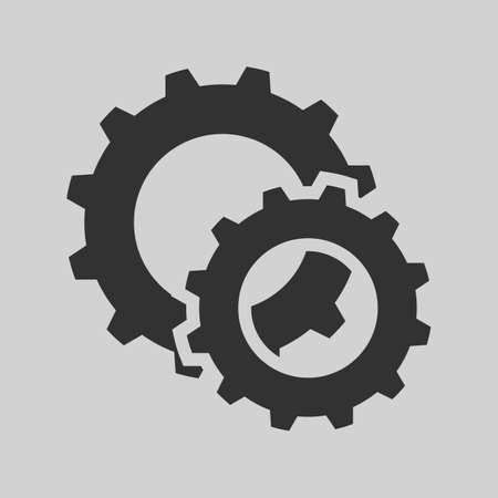 black cogs gears on a gray backgroundのイラスト素材