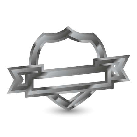 Mettalic shield with a ribbon and shadowのイラスト素材