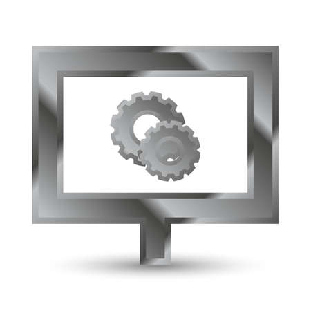 service monitor icon illustration with metal texture and shadow, development iconのイラスト素材