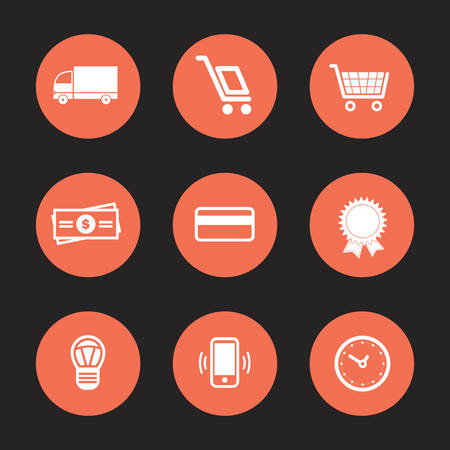 Vector flat Shopping and Ecommerce Icons Setのイラスト素材