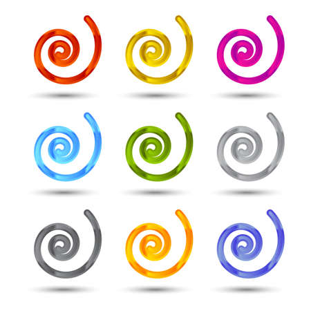 Set of spiral and swirls  design elements, icons, symbols and signs.のイラスト素材