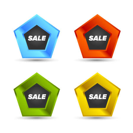 Colorful Vector Sale Tags In shiny squaresのイラスト素材