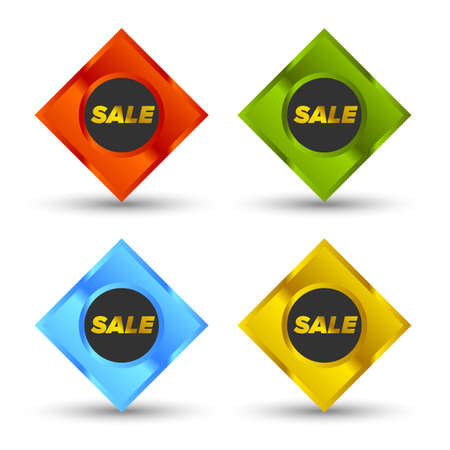 Colorful Vector Sale Tags In shiny squaresのイラスト素材