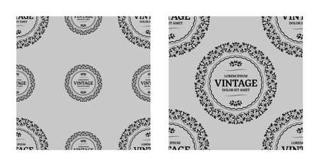 Vintage Seamless Background With Monogram In Beigeのイラスト素材