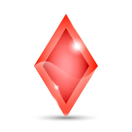 Red rhombus icon design with reflection and shadowのイラスト素材