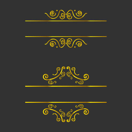 gold vintage vignette frames set on white backgroundのイラスト素材