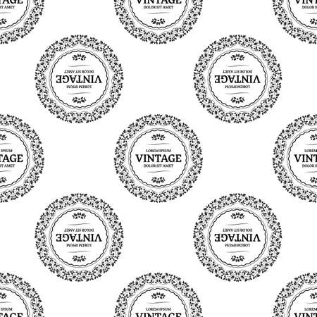 Vintage Seamless Background With Monogram In Beigeのイラスト素材