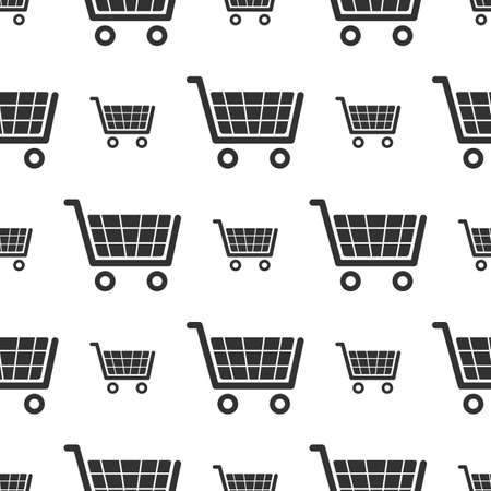 Seamless shopping cart pattern on a white backgroundのイラスト素材