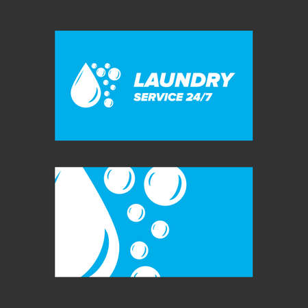 Blue Laundry Service Business card two sides templateのイラスト素材