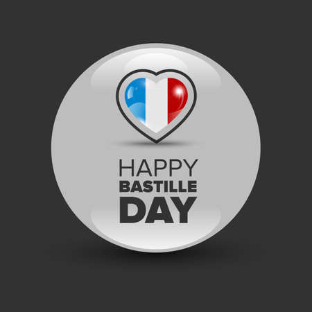 14th July Bastille Day of France. Happy Bastille day card. Celebration background with heart and textのイラスト素材