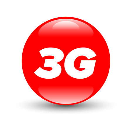Green 3G sign mobile network icon with shadow