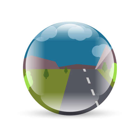 Landscape background badge with shadow on whiteのイラスト素材