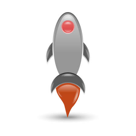 Shiny Retro Rocket vector illustration with shadow and reflectionsのイラスト素材