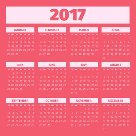 calendar 2017 template with white and black backgroundsのイラスト素材