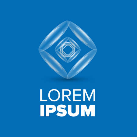 Rhombus futuristic icon on a blue backgroundのイラスト素材