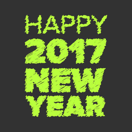 Green Happy new year 2017 sign on a black backgroundのイラスト素材