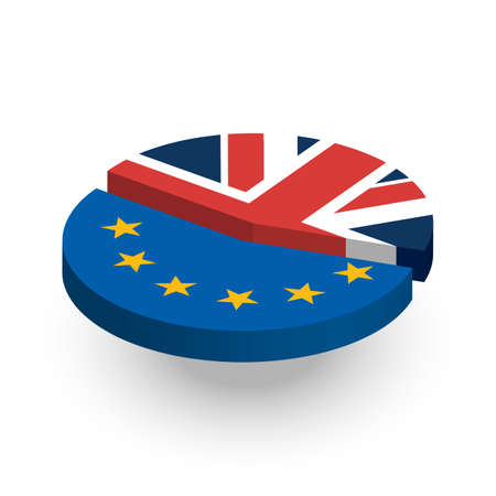 Brexit Pie Chart diagram with shadow on white backgroundのイラスト素材
