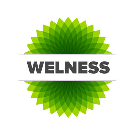 Wellness - vector logo template illustration with green leafsのイラスト素材