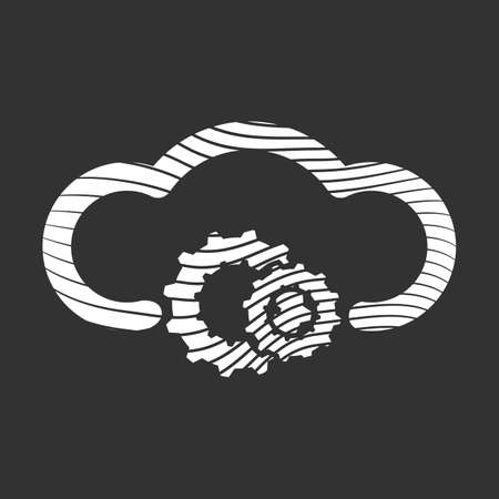 Engraved Cloud Service Flat Iconのイラスト素材