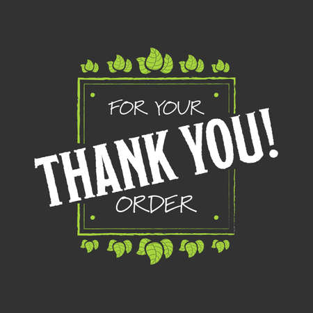 black Thank you badge with leaves on black backgroundのイラスト素材