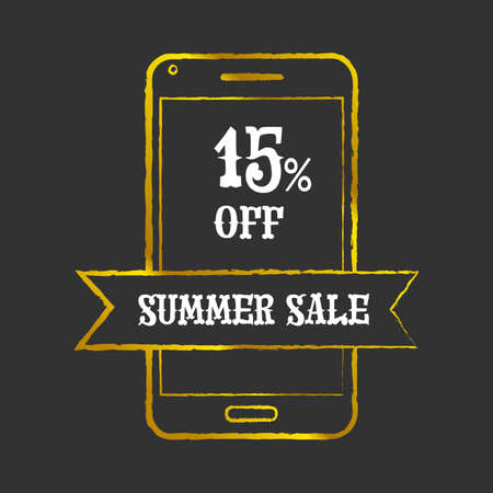 Golden Mobile phone sale iconのイラスト素材