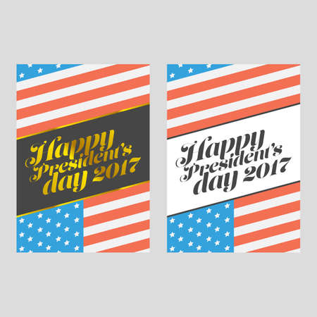 presidents day banner set with usa flag backgroundのイラスト素材