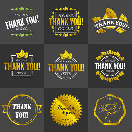 Golden Thank you badgesのイラスト素材