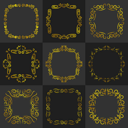 Golden Vintage frame decoration setのイラスト素材