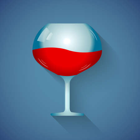 A glass of red wine on a blue backgroundのイラスト素材