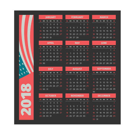 calendar 2018 templateのイラスト素材