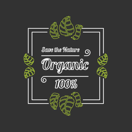 Organic food outline banner or icon on a blackのイラスト素材
