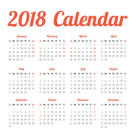 Simple 2018 year calendarのイラスト素材