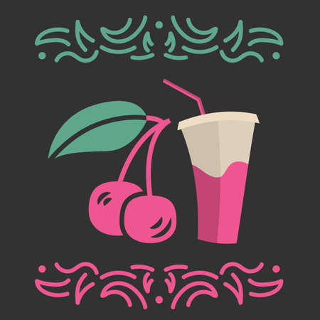 Cherry juice banner or menuのイラスト素材
