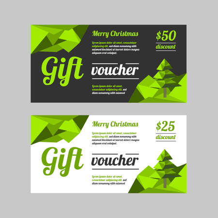 Christmas sale Gift voucher set on black and white backgroundsのイラスト素材