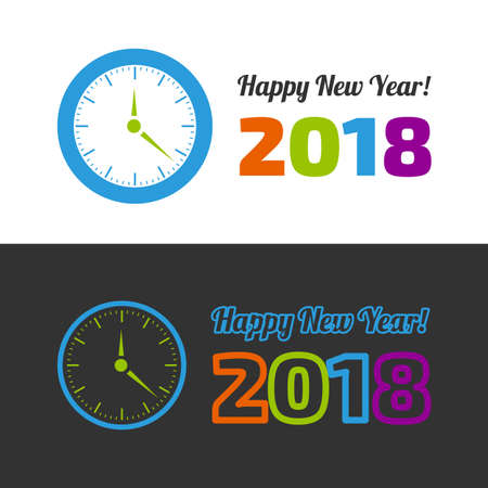 Happy New Year illustration with clockのイラスト素材