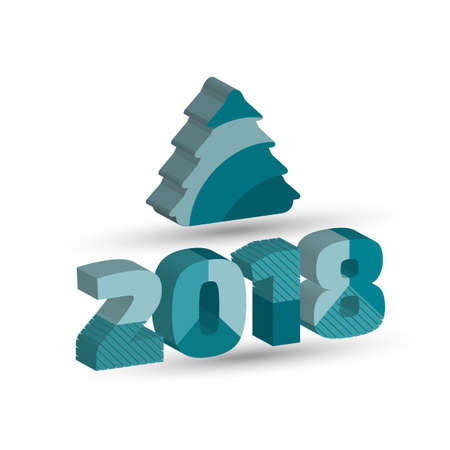 New Year 2018 banner with christmas treeのイラスト素材