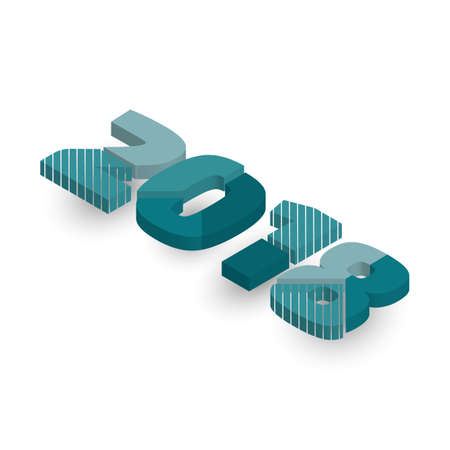 Isometric top view New Year 2018 bannerのイラスト素材