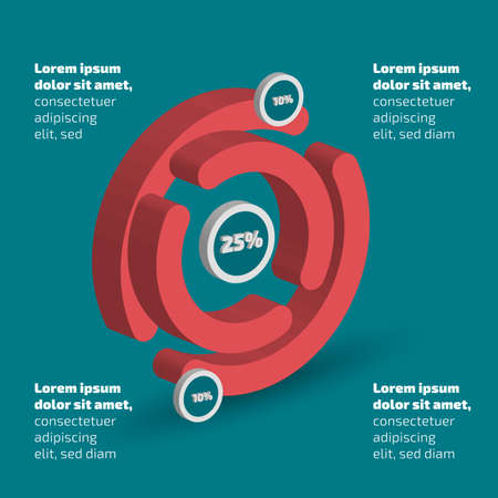 Three dimensional abstract circle shape infographic with shadowのイラスト素材