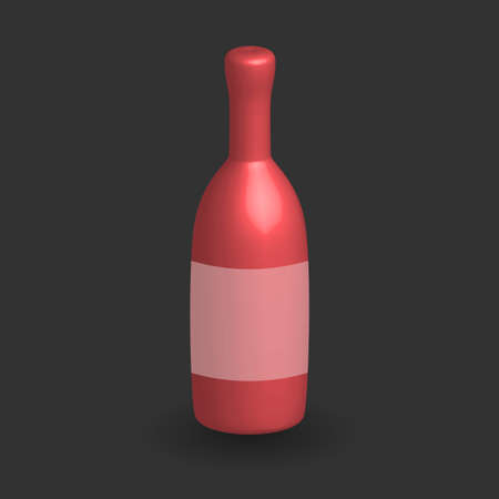 Red three dimensional Wine bottle template on blackのイラスト素材